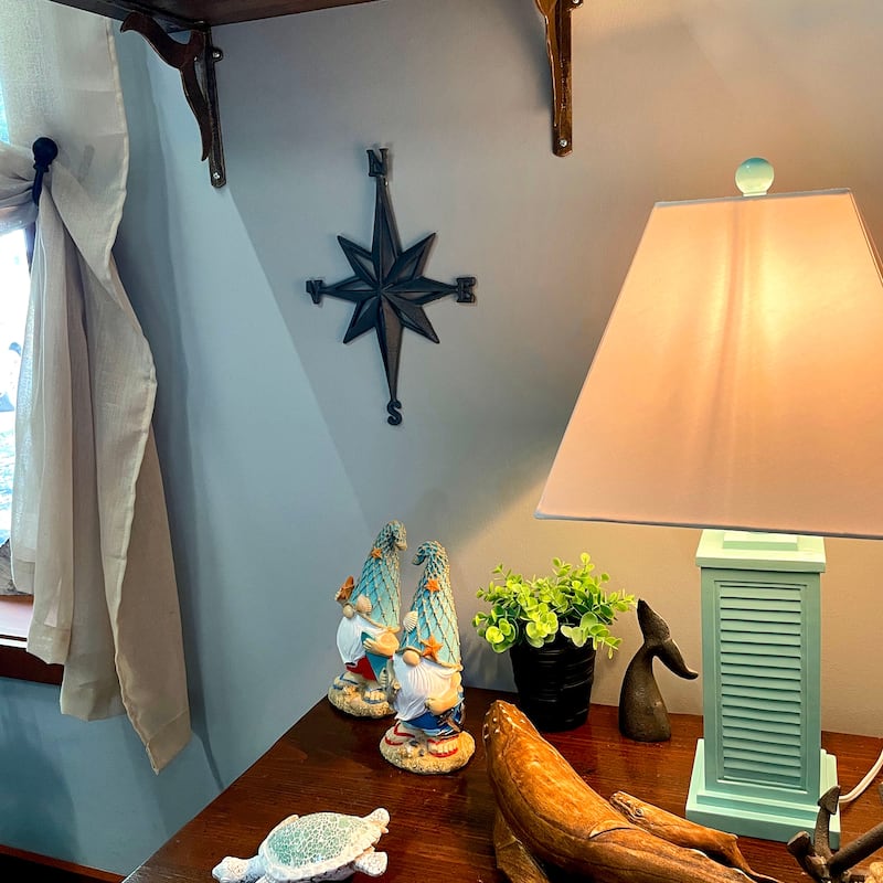Seafoam Green Shutter Table Lamp 24In Glossy Base 120V 60W Coastal Decor - 24.25 X 13 X 13 inches