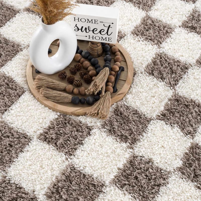 Hauteloom Atira Living Room, Bedroom Area Rug - Contemporary - Plush Pile - Light Gray,Cream - 7'10" x 10'3"