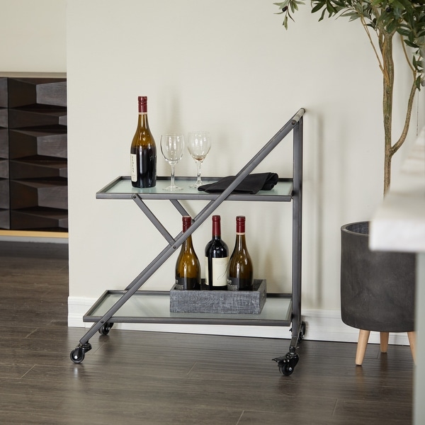 Black bar cart deals with wine rack