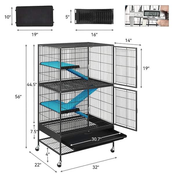 Metal 4Tiers Small Animal Cages Indoor Critter Nation Cage Double