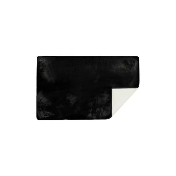 Luxe Faux Rabbit Fur Rectangular Rug 3' X 5' - Black Luxe Faux Rabbit Fur Rectangular Rug 3' X 5' - Black