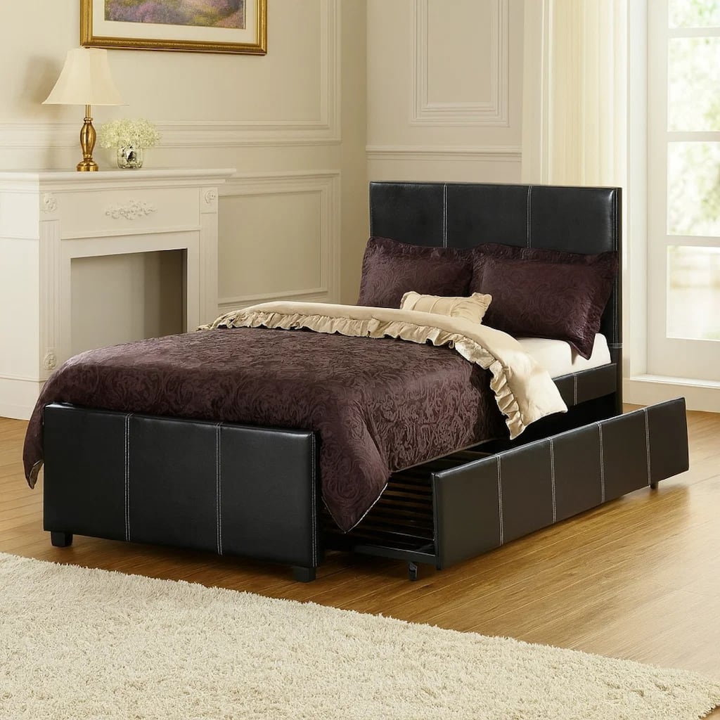 Commodius Full Bed Witht Rundle Espresso Faux Leather,Brown