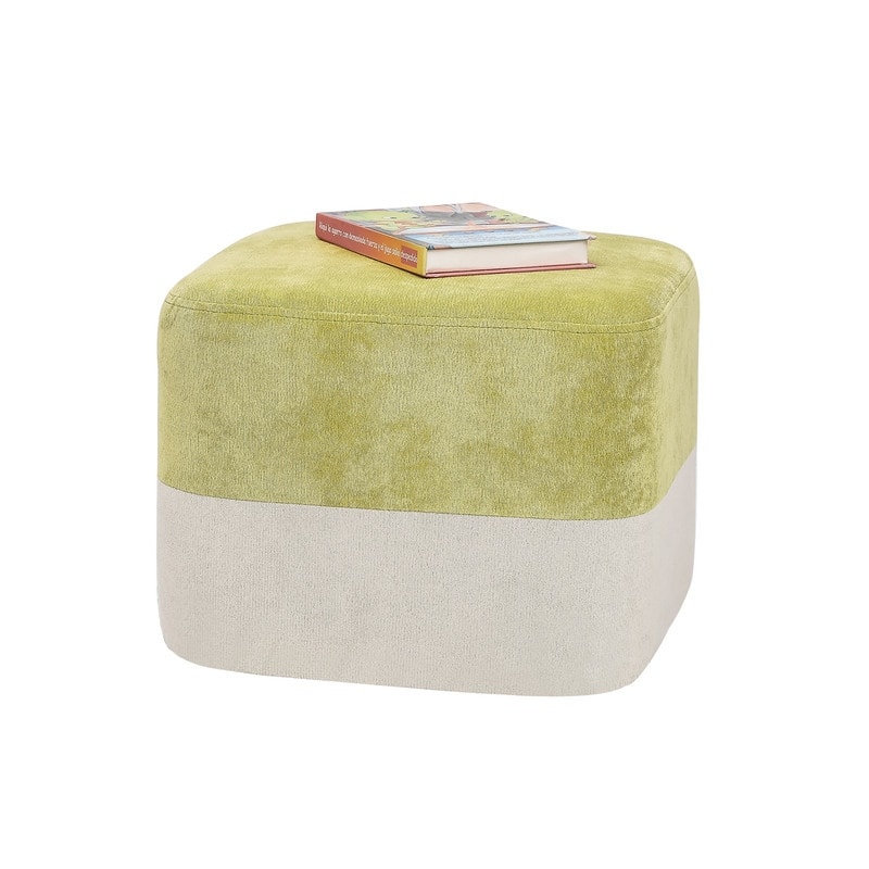 Adeco Square Fabric Ottoman Two-Color Stitching Footrest Stool