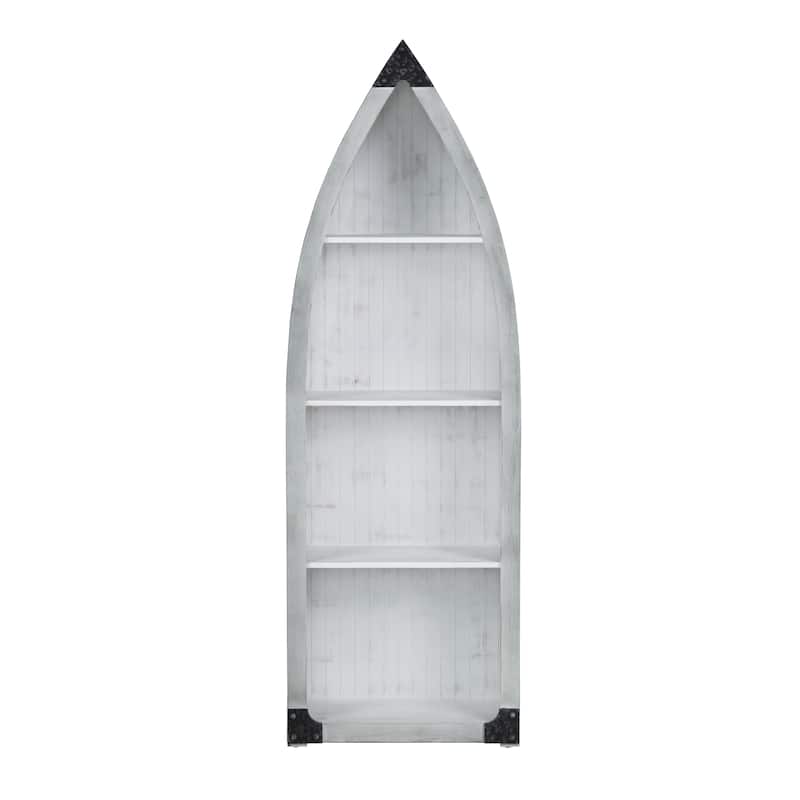 70.86 in. White Solid Wood 4 Shelf Bookcase