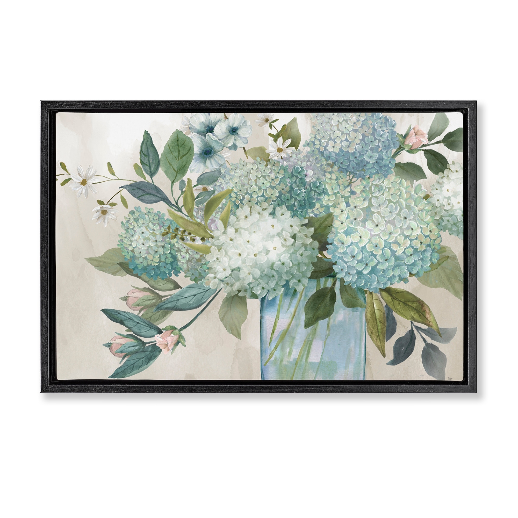 Stupell Delicate Hydrangeas Bouquet Framed Floater Canvas Wall Art Design By Nan