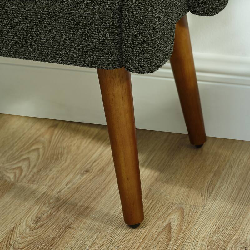 Roomfitters Modern Upholstered Bench with Looped Yarn Fabric, Geometric Armrests and Rubber Wood Legs for Bedroom or Entryway