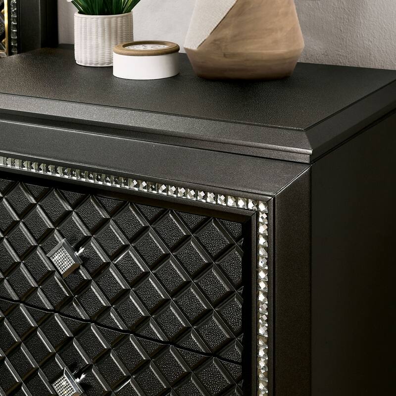 Bejo Glam Grey Wood Diamond Mirror Trim 2-Drawer Nightstand by Furniture of America