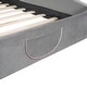 preview thumbnail 9 of 7, Full Size Grounded Platform Bed Velvet Upholstered Bed Frame Cute Bear Theme Design with Headboard and Footboard for Kids, Grey