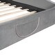 preview thumbnail 9 of 7, Full Size Velvet Platform Bed with Bear Headboard and Built-In Footboard Storage Pocket, Soft Upholstered Frame