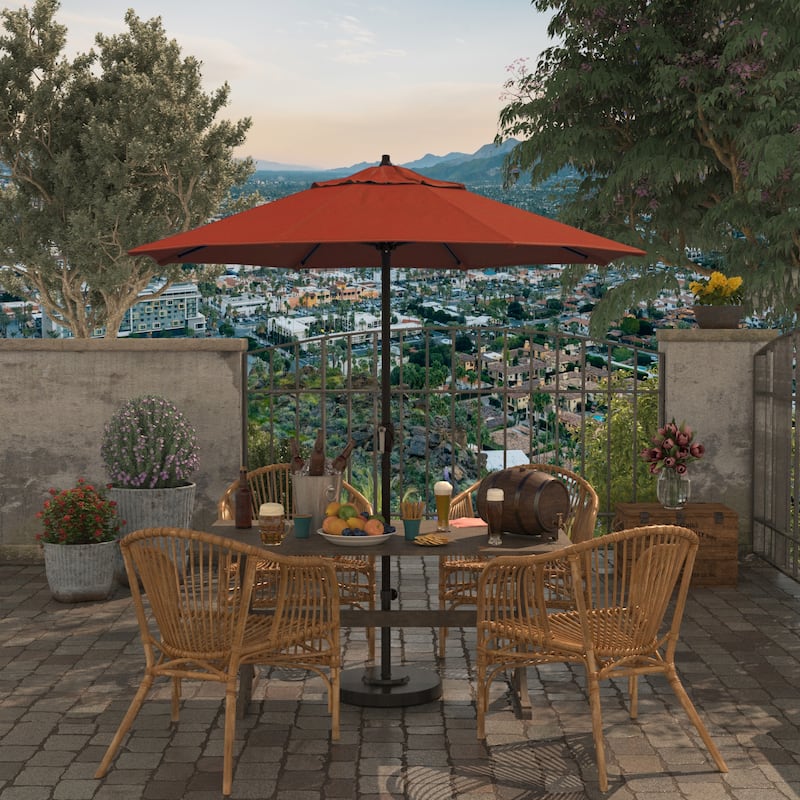 North Bend7.5 Foot Crank Lift Auto Tilt Patio Umbrella Outdoor Rated Acrylic Fabric by Havenside Home - Brick
