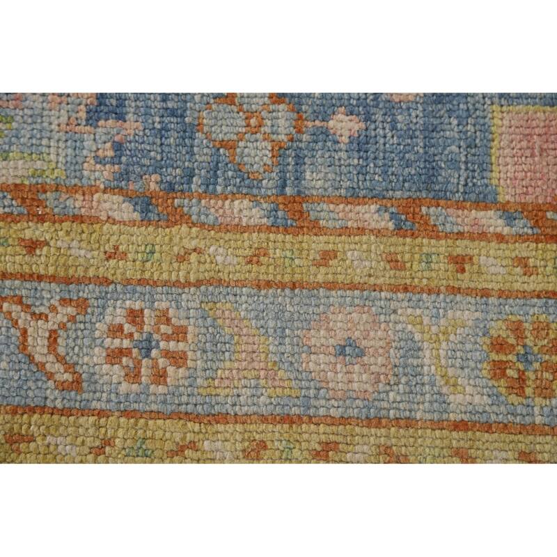 Vegetable Dye Oushak Turkish Runner Rug Hand-knotted Wool Carpet - 3'1"x 10'8"