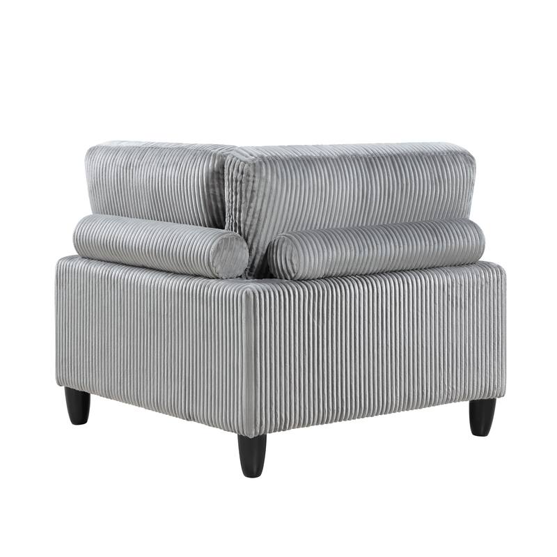 6pc Gray Corduroy Modular Sectional Set with Pillows, Wood Frame, 120x160x36 inches, 384 pounds