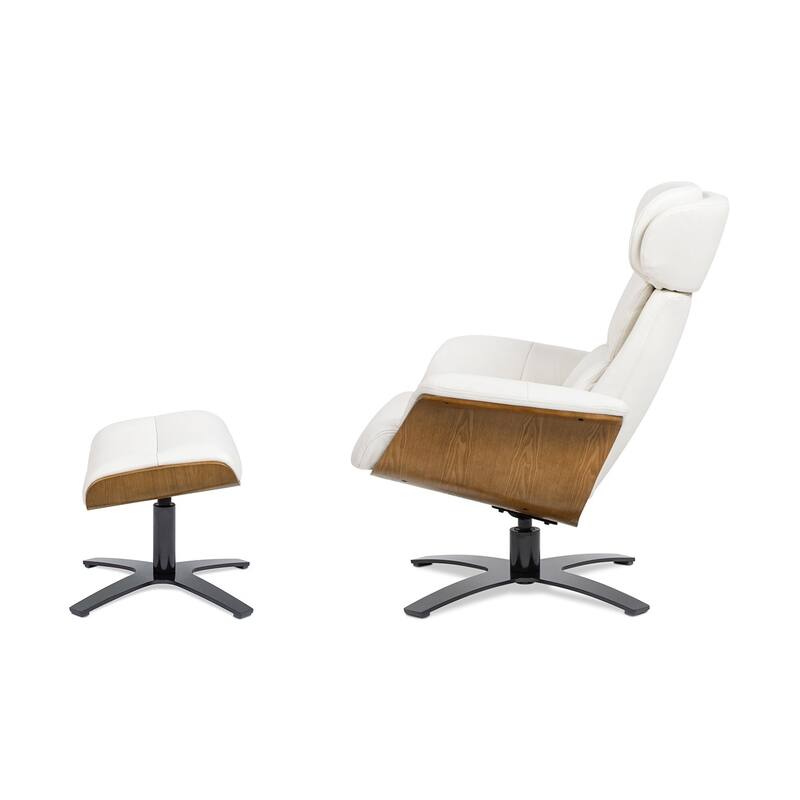 Jovan 31.5" Genuine Leather Recliner Lounge Chair with Ottoman