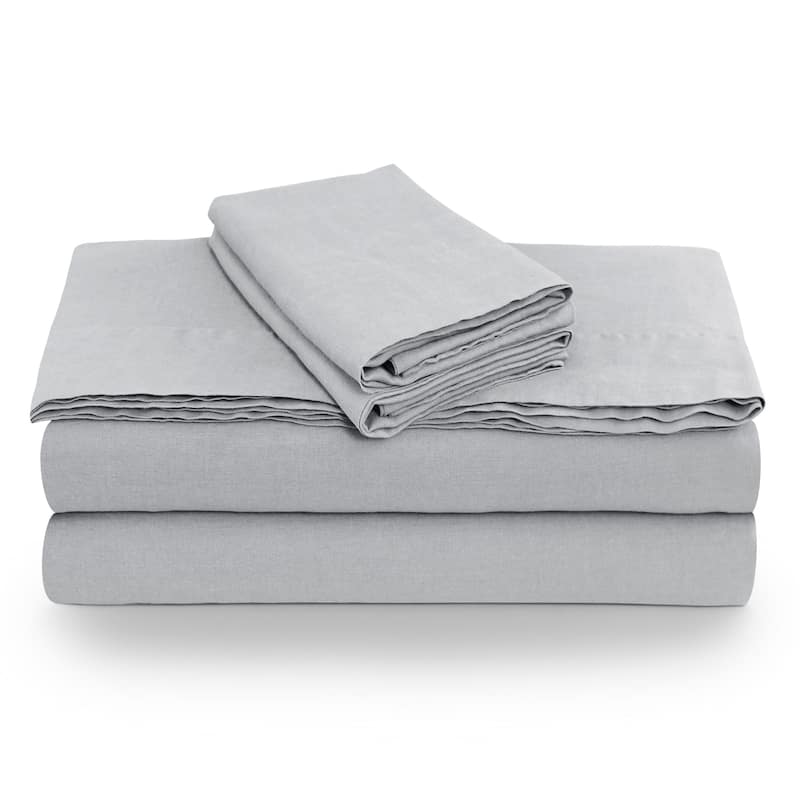 European Garment Washed Linen Extra Deep Pocket Bed Sheet Set