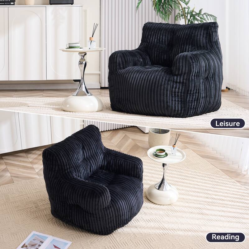 Soft Fluffy Corduroy Fabric Bean Bag Chair Filled With Memory Sponge
