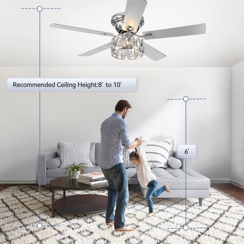 52" Flush Mount 5-Blade Ceiling Fan with Light Kit and Remote