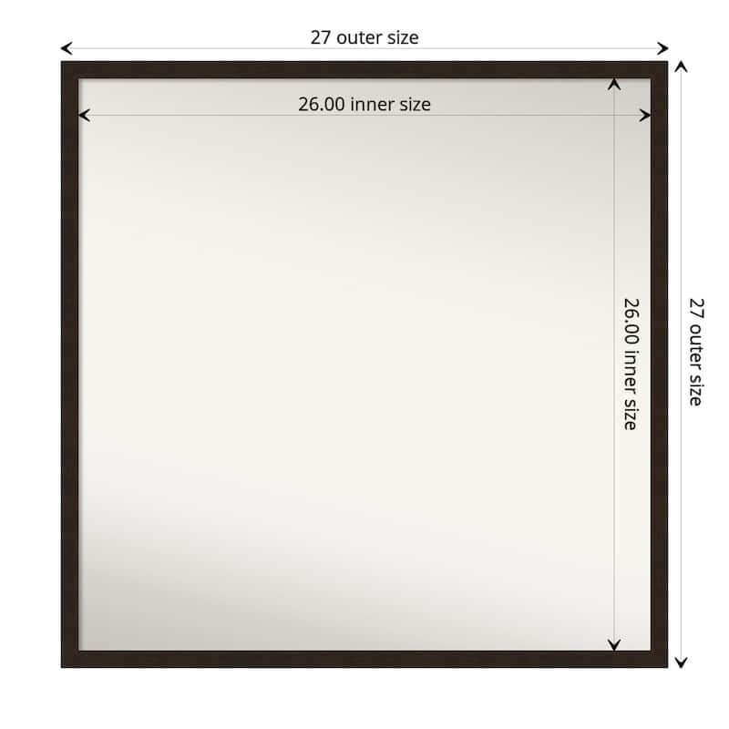 Non-Beveled Wood Bathroom Wall Mirror - Carlisle Espresso Narrow Frame - 27 x 27 in - Carlisle Espresso Narrow