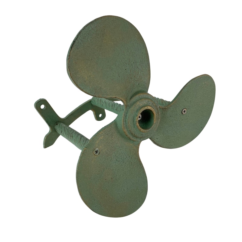 Nautical Propeller Hose Holder Verdigris/Bronze, Cast Iron, Holds 75 - 10.25 X 10.25 X 6.5 inches