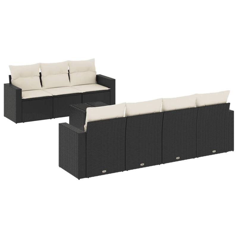 vidaXL Patio Sofa Set with Cushions Outdoor Furniture 8 Piece Poly Rattan - 21.7 x 21.7 x 14.6