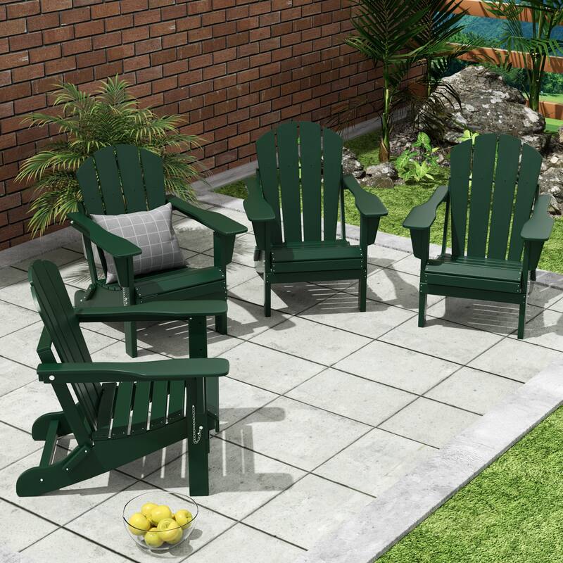 POLYTRENDS Laguna Folding Poly Eco-Friendly All Weather Outdoor Adirondack Chair (Set of 4)