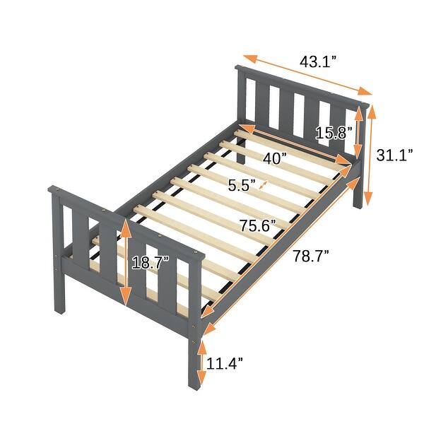 Twin Size Classic Modern Design Wood Platform Bed Frame with Footboard and Headboard