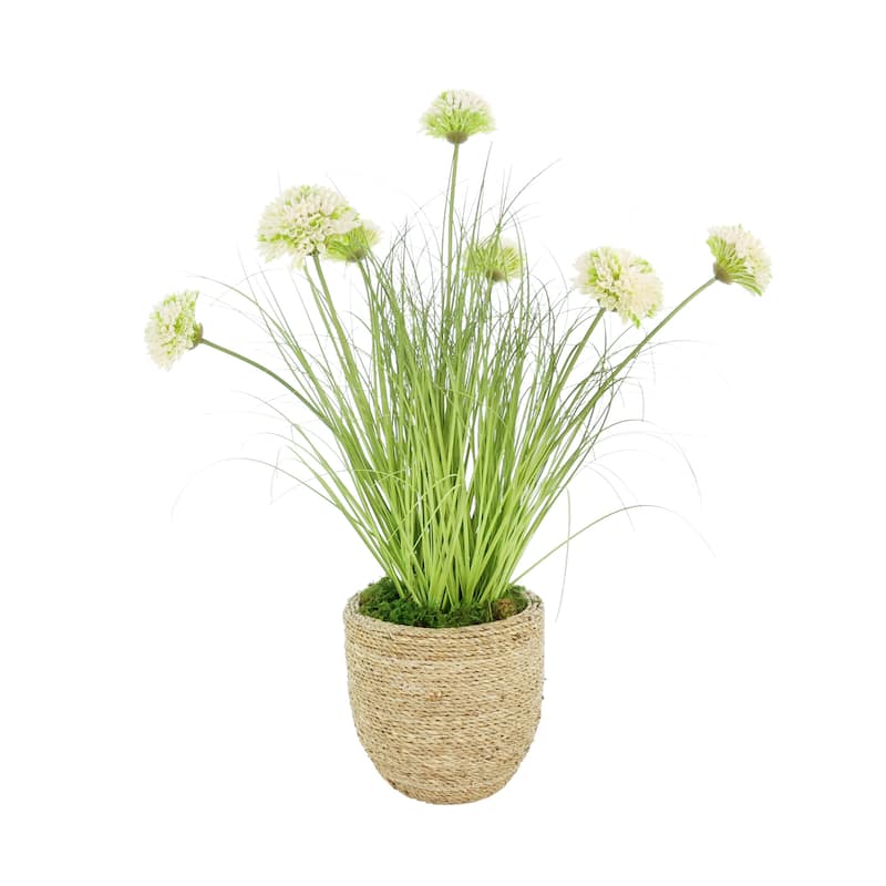 Dahlias and Grass in Strawgrass Pot - 28