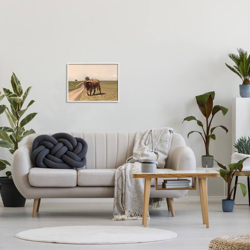 Stupell Longhorn Cattle Grazing Scenic Countryside Landscape Framed Wall Art, Design by Marcus Prime