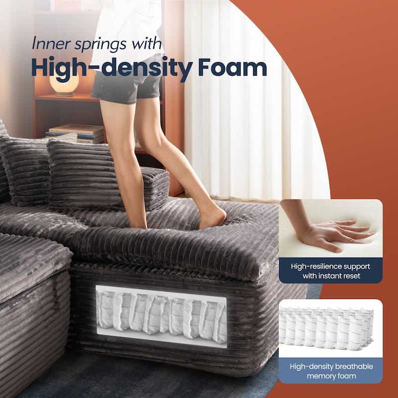 HOOOWOOO Upholstered Fabric Sectional Sofa Couch with Chaise