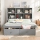 preview thumbnail 1 of 22, Full Size Solid Pine Platform Kids Bed Frame with Storage Headboard, Charging Station, and 2-Drawers, Easy to Assemble, Grey Grey