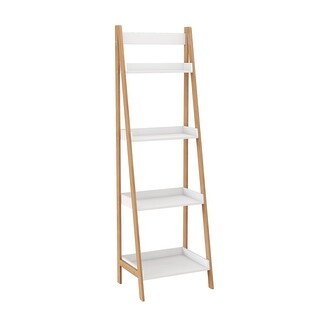 4 Open Clapboard Solid Bamboo Wood Ladder Rack Display Stand, Sturdy ...