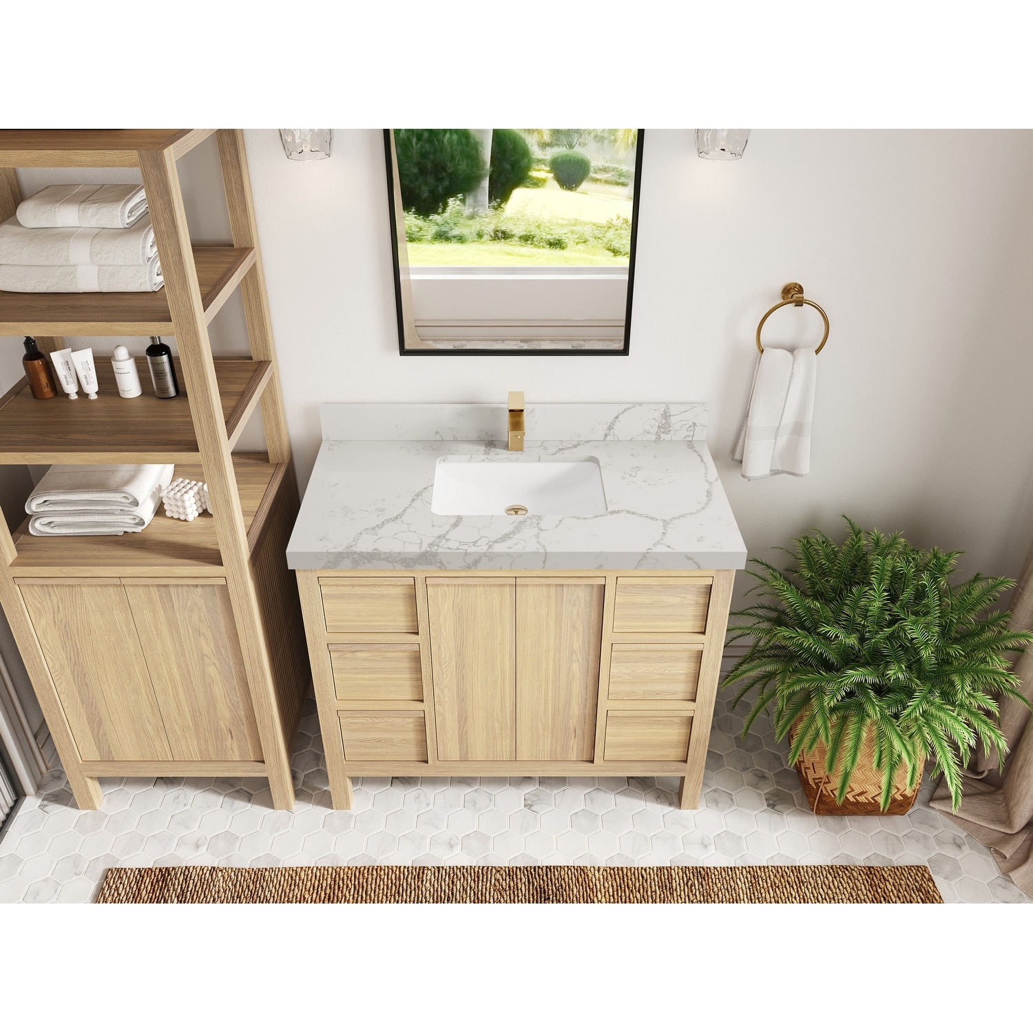 Willow Collections 42 in. W x 22 in. D Elizabeth White Oak Wood Single Bowl Sink Bathroom Vanity with Countertop