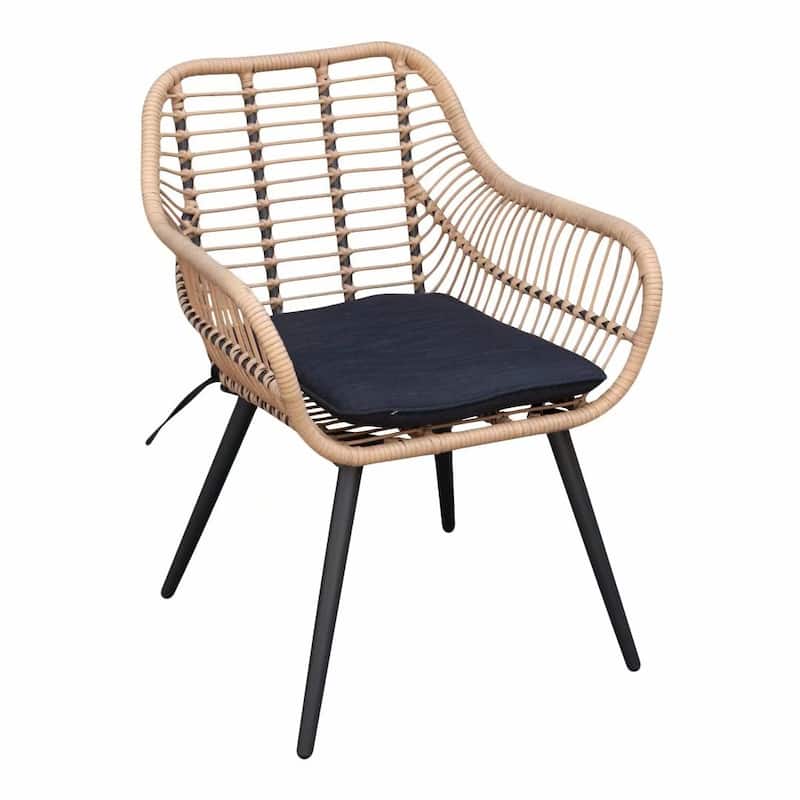 3-Piece Cushioned Bistro Set Patio Wicker Chair and Side Table