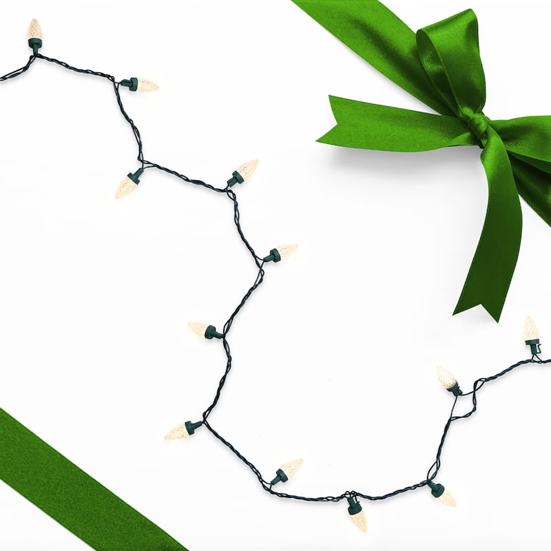 LED Faceted C9 Christmas Lights - Warm White - 20.25' Green Wire - 50ct - 20.25ft