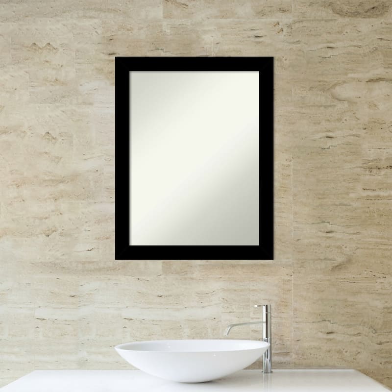 Basic Narrow Non-Beveled Wood Framed Bathroom Vanity Wall Mirror