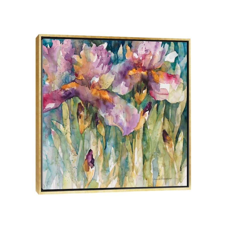 iCanvas "Siberian Iris" by Annelein Beukenkamp Framed Canvas Print - Gold - 12x12