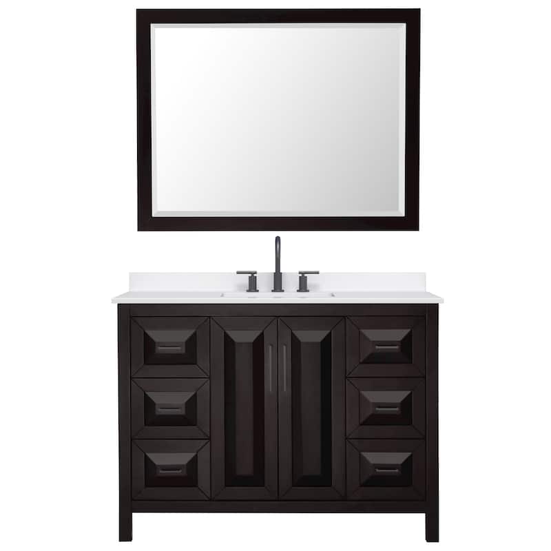 Daria 48-inch Single Vanity, 3 Hole Quartz Top, 46-inch Mirror