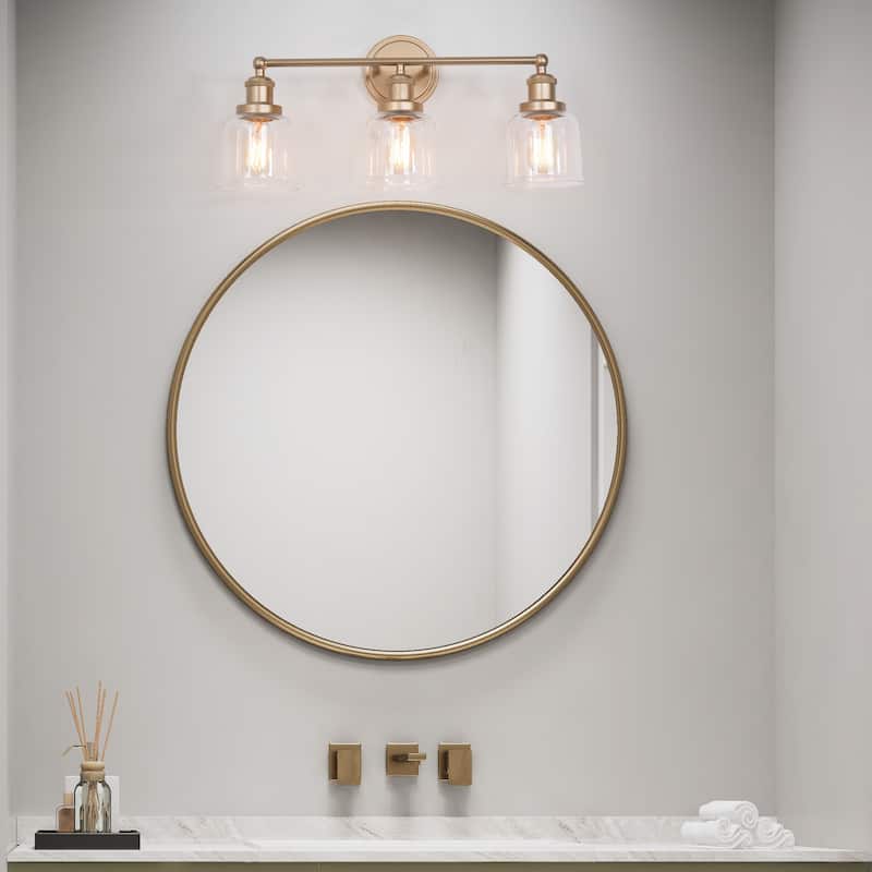 Ciare Modern Gold Bathroom Vanity Light 3-light Dimmable Glass Wall Sconces - Rose Gold - L21.5"x W7.5"x H 10"