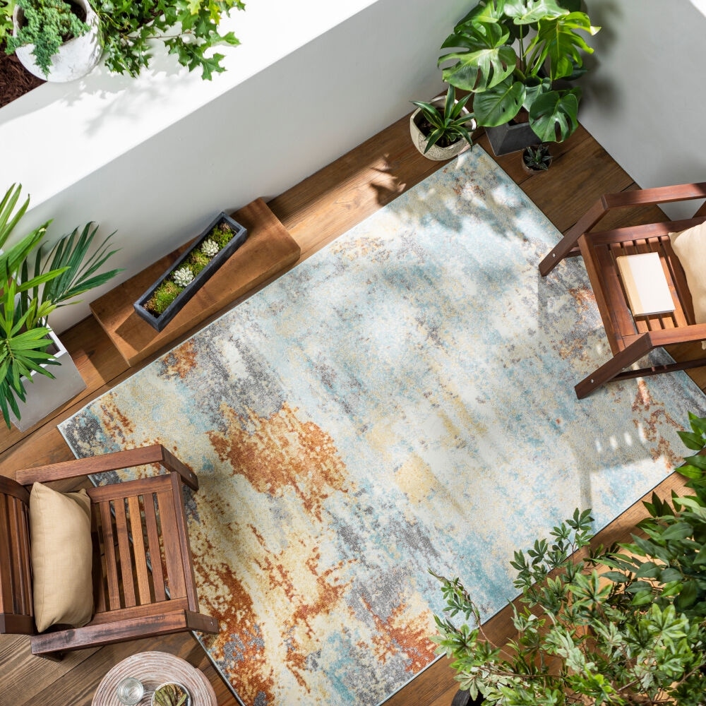 Livabliss Bodrum Modern Indoor/Outdoor Area Rug.