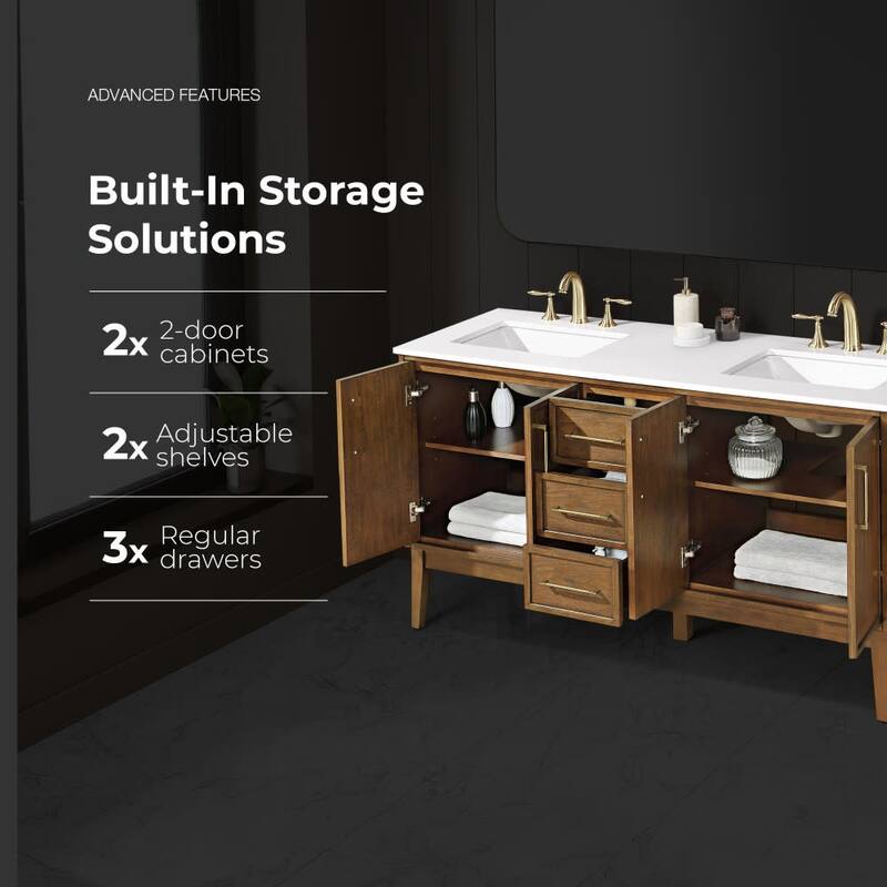 Ove Decors KIRA-60 Kira 60" Free Standing Double Basin Vanity Set with