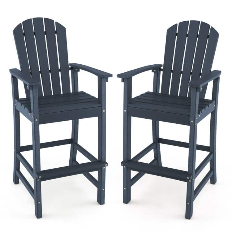 30 Inches Counter Height Outdoor HDPE Bar Stool with Armrests and Footrest - 27" x 23" x 52"