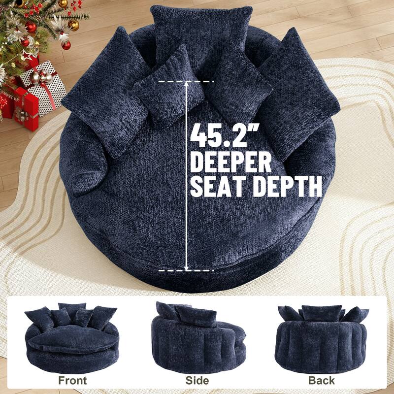 Rossetta Oversized Round Polyester Foam Chair with Pillows