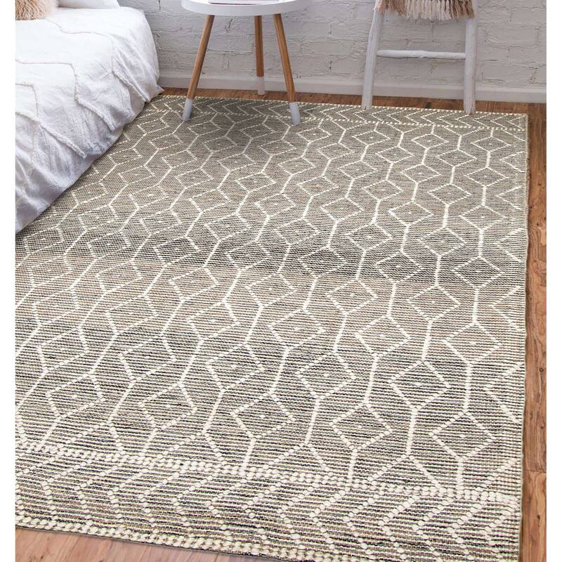 ECARPETGALLERY Braid weave Sienna Grey Wool Rug - 5'2 x 8'0
