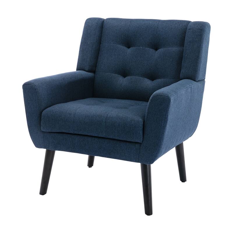 Blue Stylish Upholstered Seating Armchair with Tapered Metal Legs, Single Sofa Chair Accent Chair with Flared Armrests