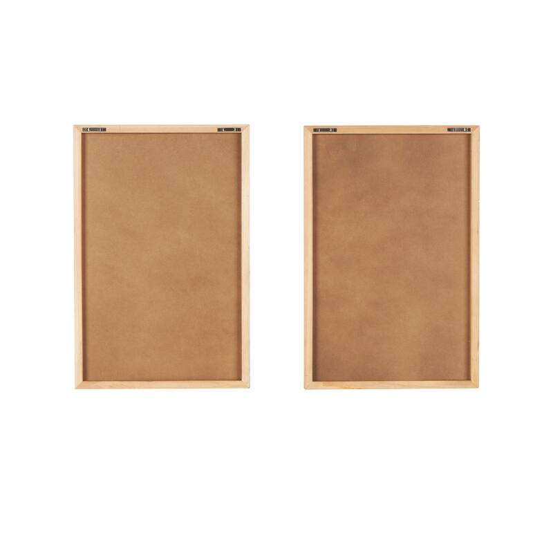 Brown Wooden Geometric Home Wall Decor with Black and White Round Forms (Set of 2)