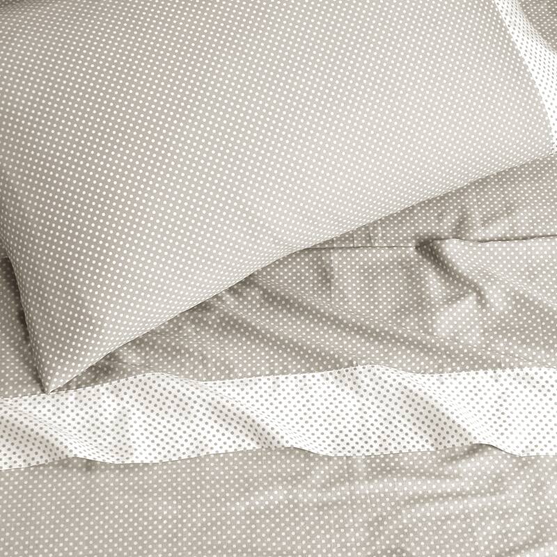 Anne Klein Westhill Dot 4-Piece Cotton Sateen Sheet Set