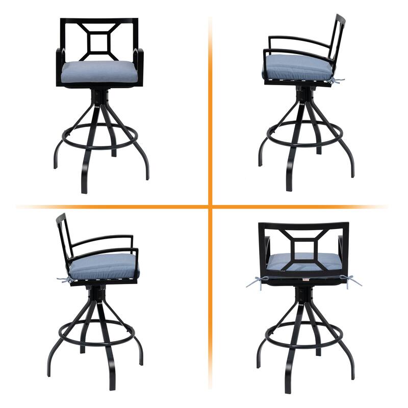 3/5-Piece Patio Bar Stool Set Swivel Aluminum Bar Stools with Sunbrella Cushion and Table Set