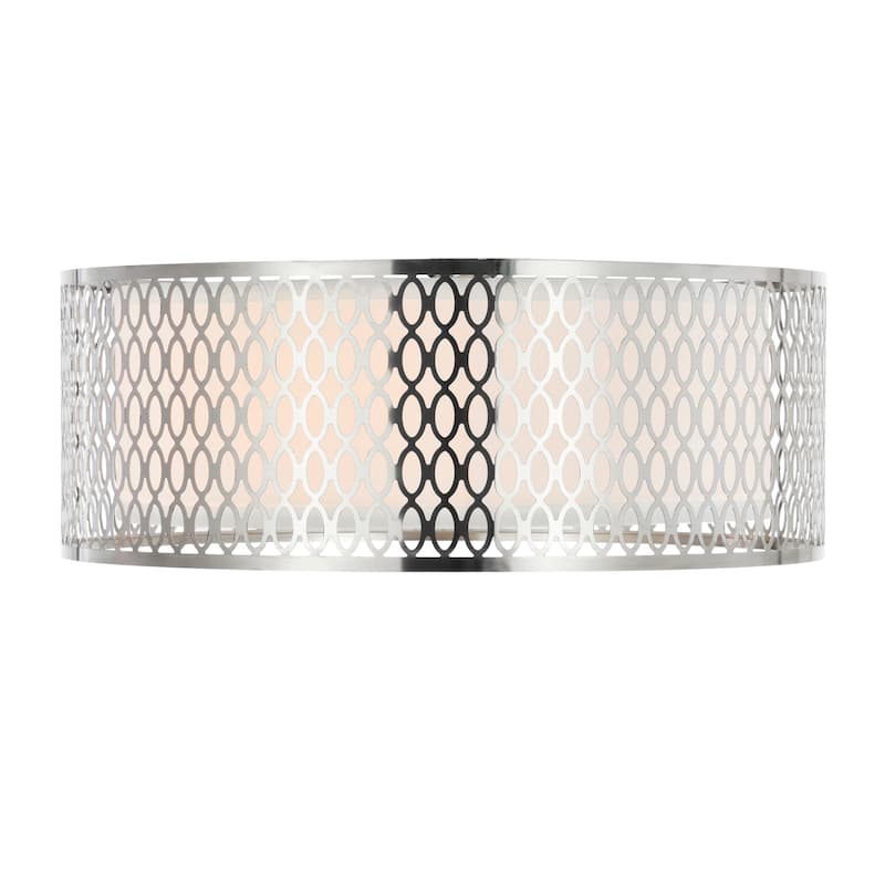 Mikayla 3 Light 17in Satin Nickel Drum Shade Flush Mount - Satin Nickel