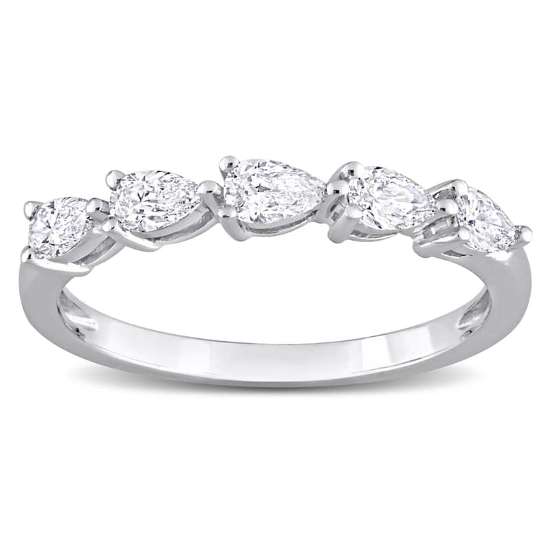 Miadora 1/2ct TDW Pear Shape Diamond Semi-Eternity Ring in 14k White Gold