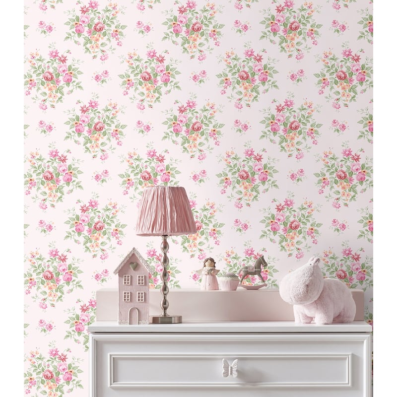 NextWall Floral Bunches Peel and Stick Wallpaper