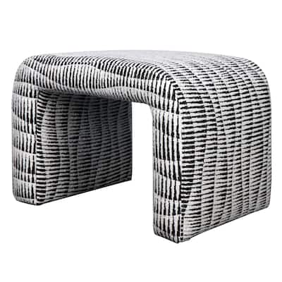 Harp & Finial Gable Ottoman - Black & White Dash